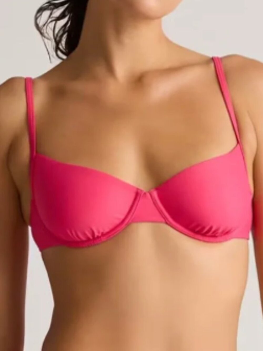 New! Quince Italian Demi Bikini Top in Hibiscus Pink Size Small